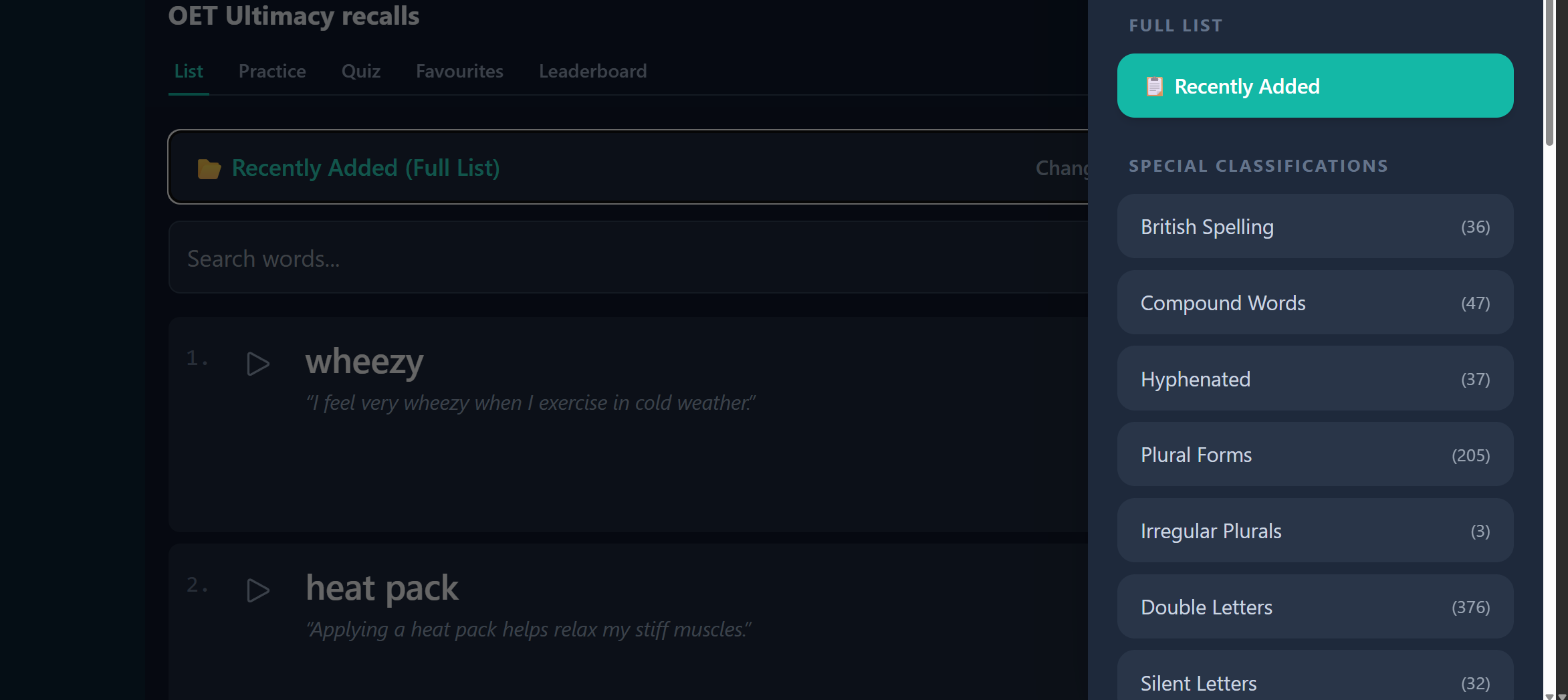 OET Ultimacy Premium — Listening practice recalls