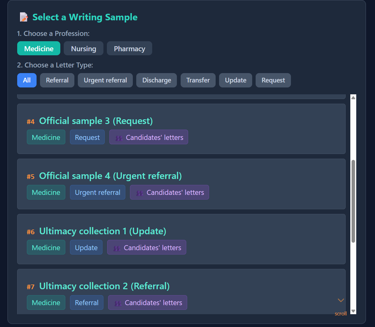 OET Ultimacy Premium dashboard — OET Writing practice and materials